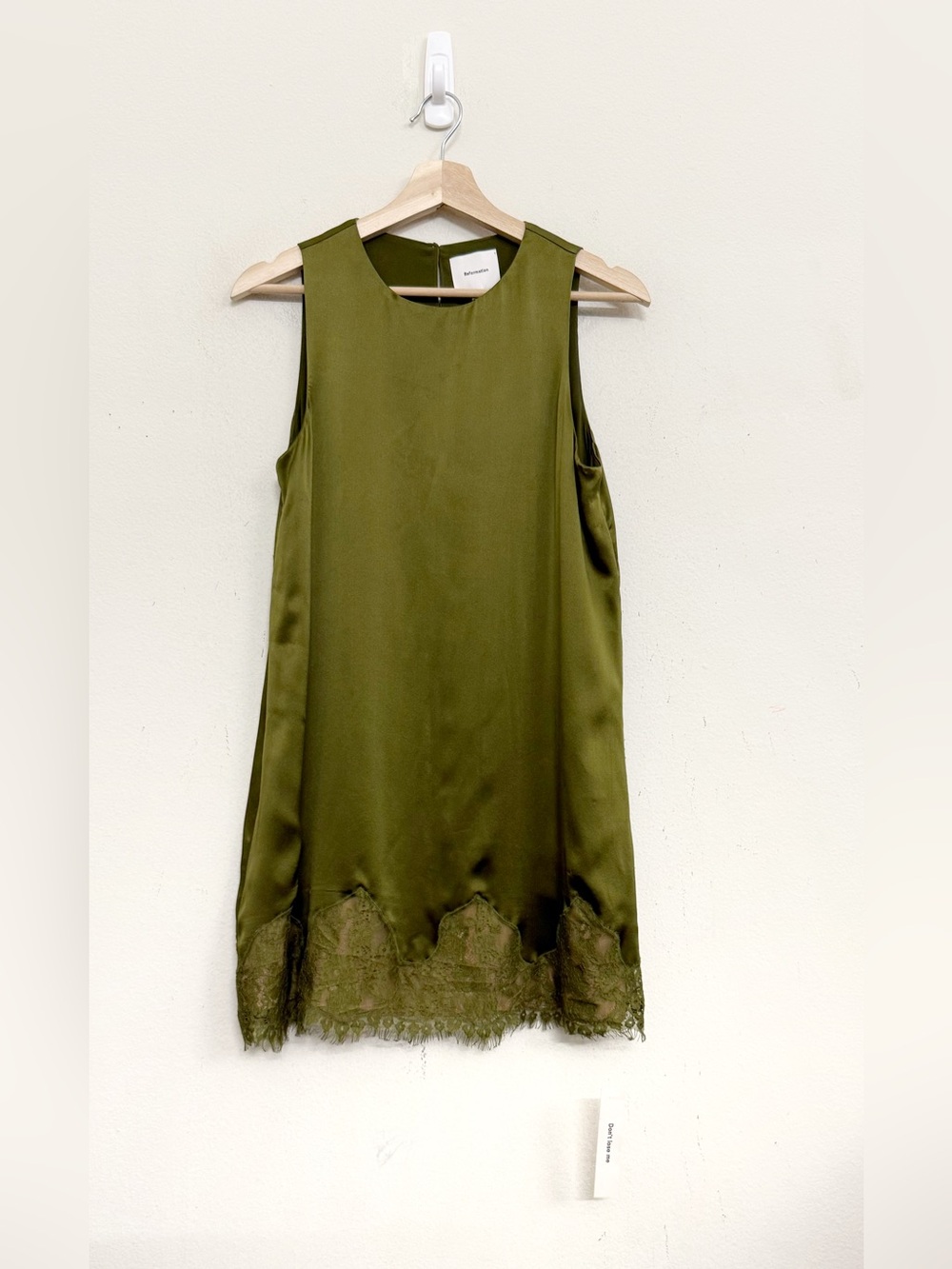 NWT Reformation Jessalyn Silk Lace Mini Dress in Moss Green Size S - Picture 8 of 17